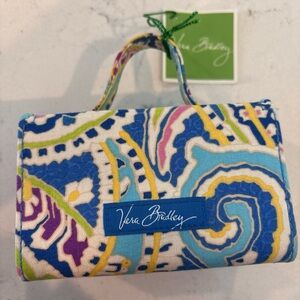 Vera Bradley Blue and Yellow Swirl Travel Jewelry Mini Bag (Rare)